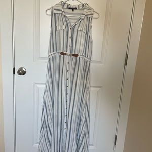 White and Blue Maxi Dress